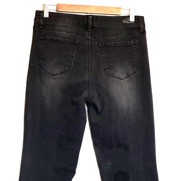 C'est Toi Jeans Black Label Distressed Black High Rise Flare Raw Hem Size 9 Boho - Picture 5 of 12